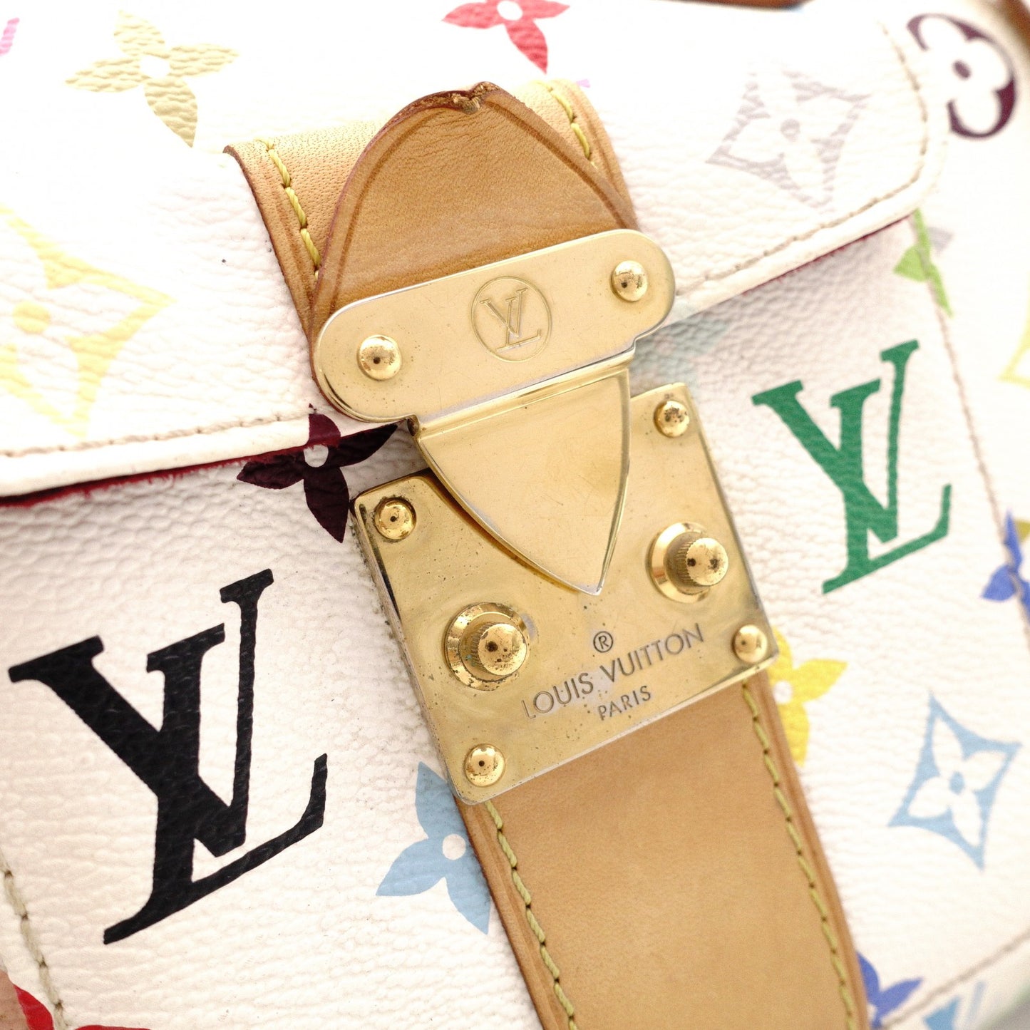 LOUIS VUITTON Speedy 30 Monogram Multicolor Handbag, PVC/Leather, Bronze/White, Women's