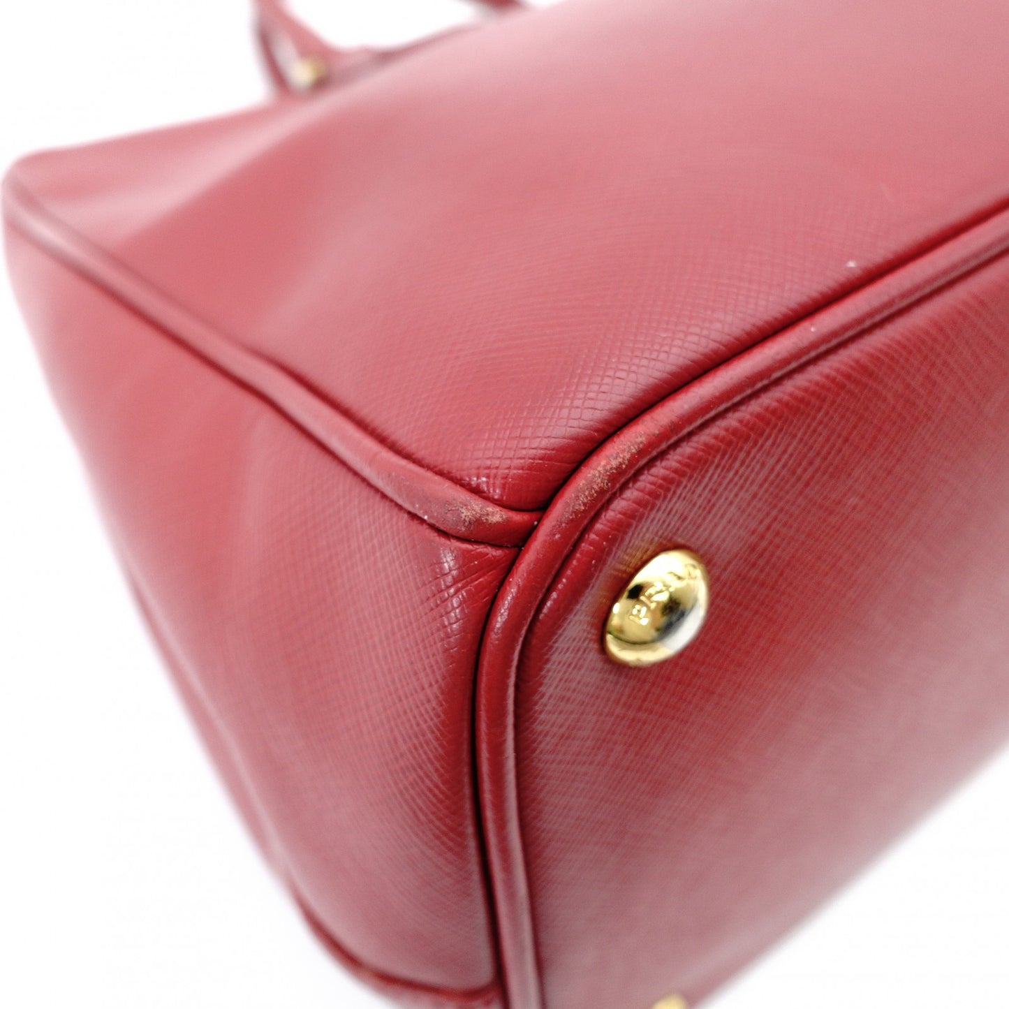 PRADA Galleria Handbag Red Leather Handbag Red Gold Hardware Saffiano 7-10-724