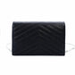 Saint Laurent Envelope Wallet Chain Shoulder Bag Black YSL Black Leather Crossbody 7-12-378