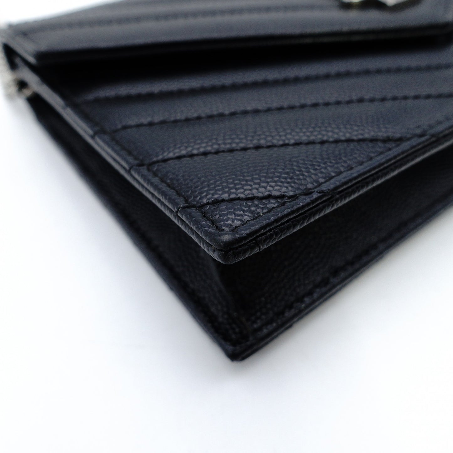 Saint Laurent Envelope Wallet Chain Shoulder Bag Black YSL Black Leather Crossbody 7-12-378