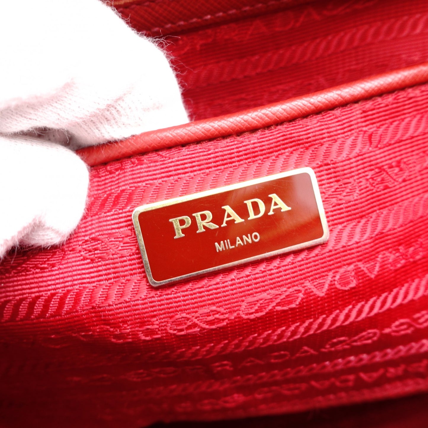 PRADA Galleria Handbag Red Leather Handbag Red Gold Hardware Saffiano 7-10-724
