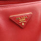 PRADA Galleria Handbag Red Leather Handbag Red Gold Hardware Saffiano 7-10-724