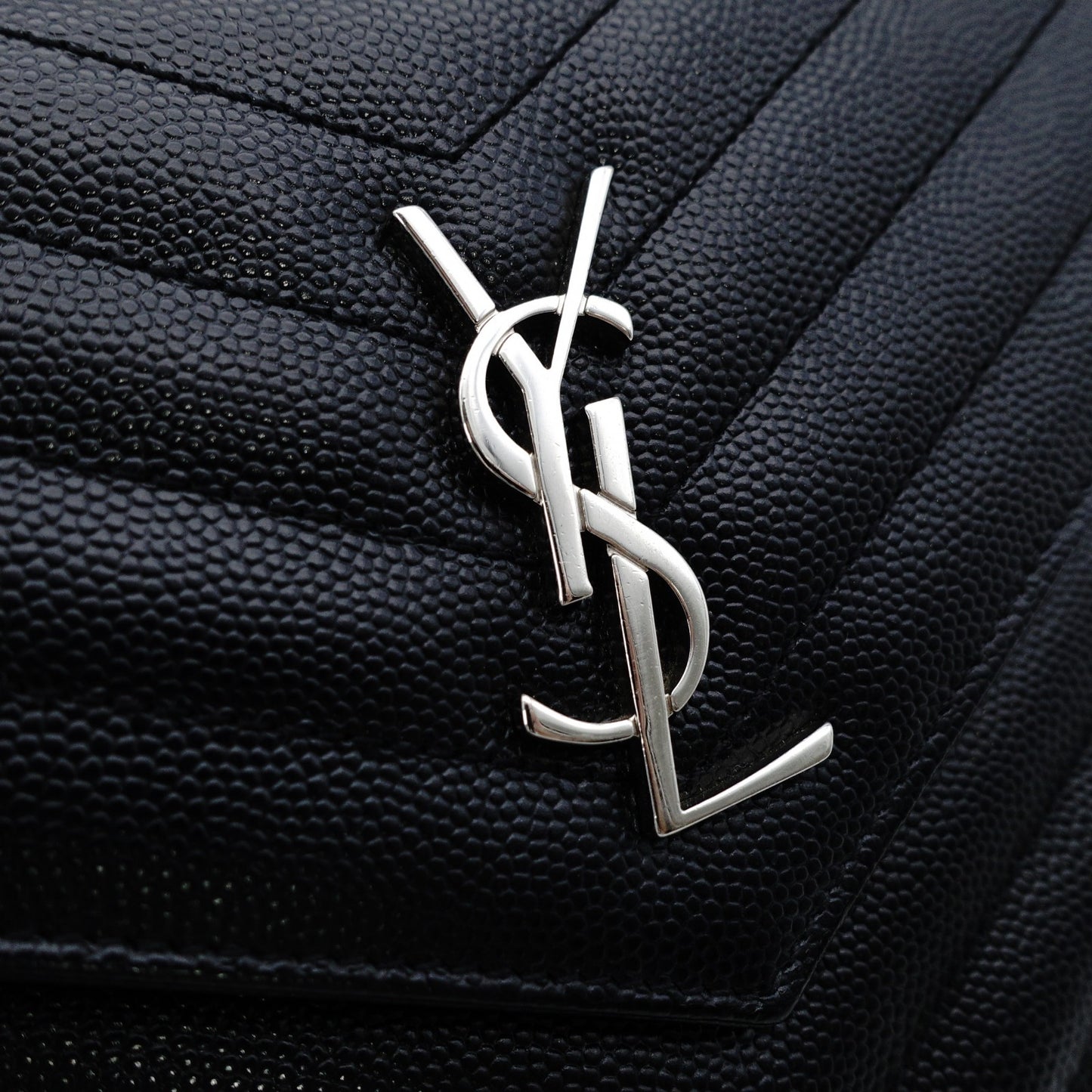 Saint Laurent Envelope Wallet Chain Shoulder Bag Black YSL Black Leather Crossbody 7-12-378
