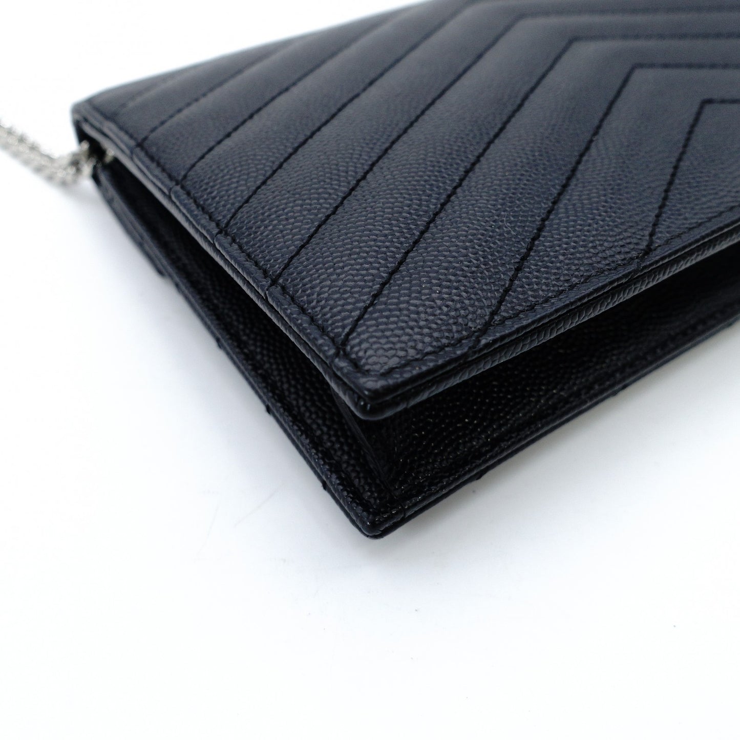 Saint Laurent Envelope Wallet Chain Shoulder Bag Black YSL Black Leather Crossbody 7-12-378