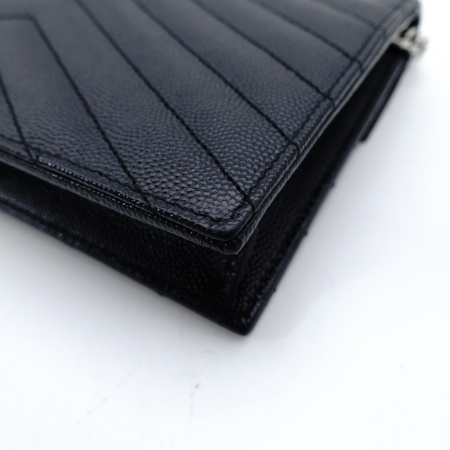 Saint Laurent Envelope Wallet Chain Shoulder Bag Black YSL Black Leather Crossbody 7-12-378