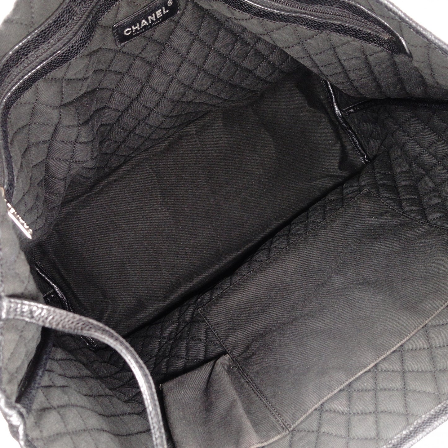 CHANEL Coco Travel Tote Bag, PVC Leather, Black, Shoulder Bag