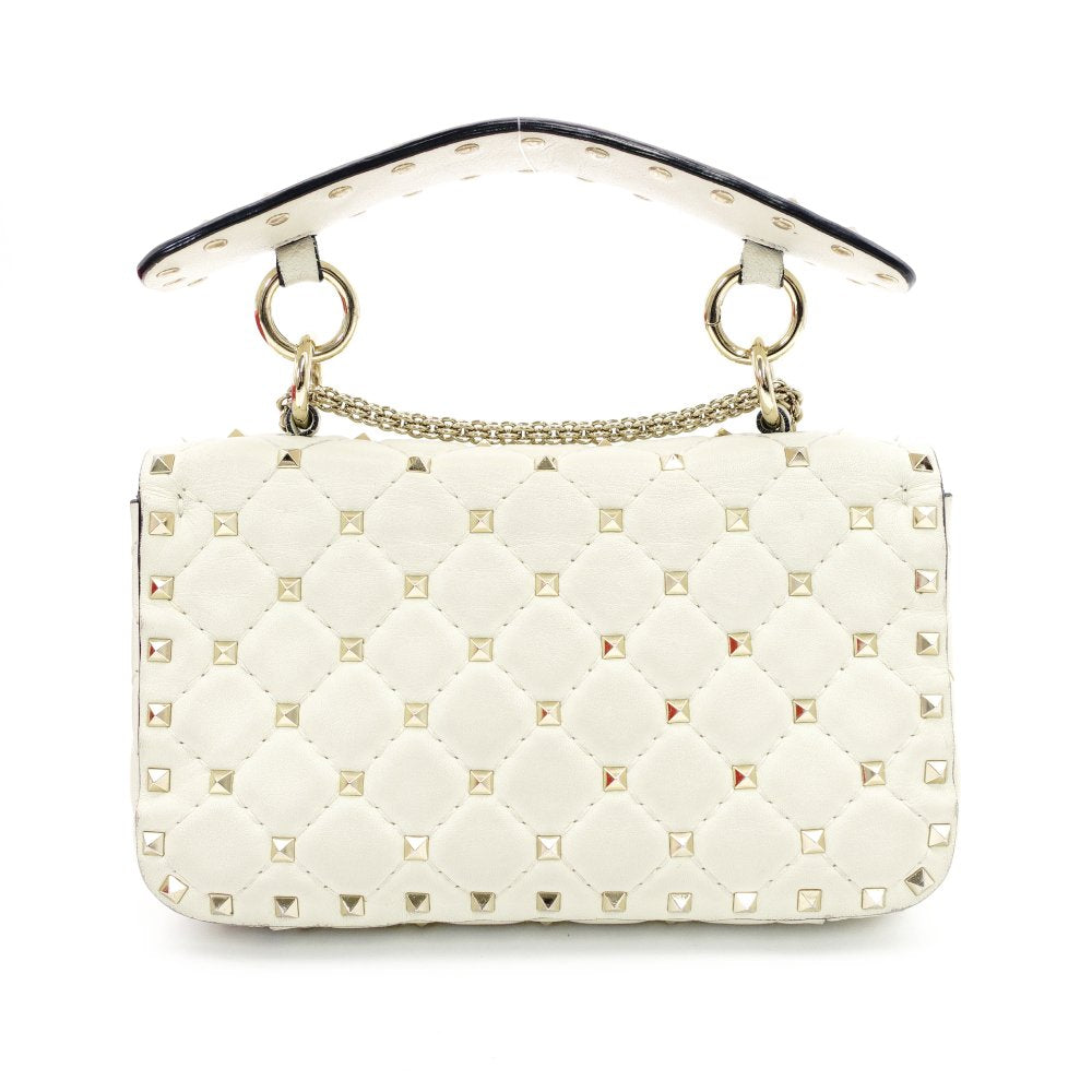 Valentino Garavani Rockstud Handbag 2-Way Off-White Crossbody Leather 7-12-133