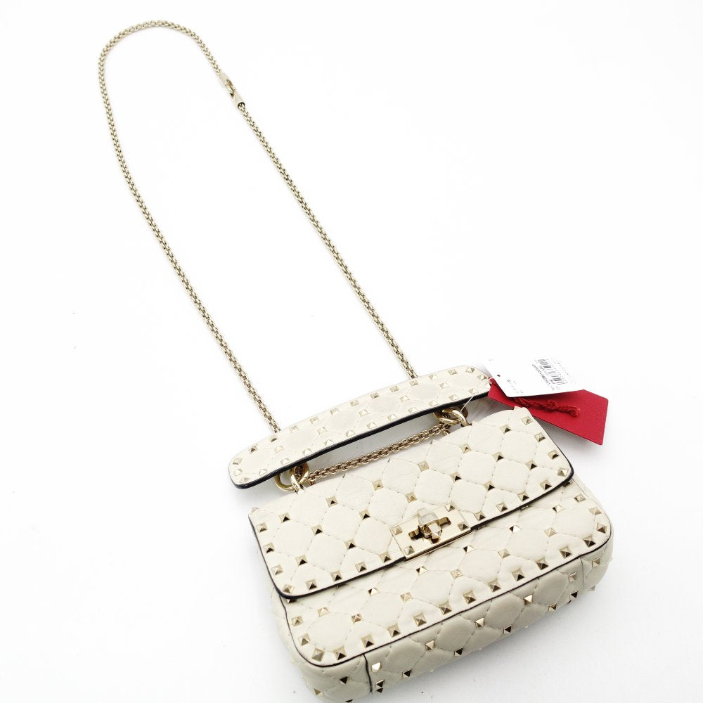 Valentino Garavani Rockstud Handbag 2-Way Off-White Crossbody Leather 7-12-133
