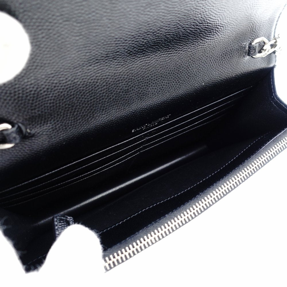 Saint Laurent Envelope Wallet Chain Shoulder Bag Black YSL Black Leather Crossbody 7-12-378