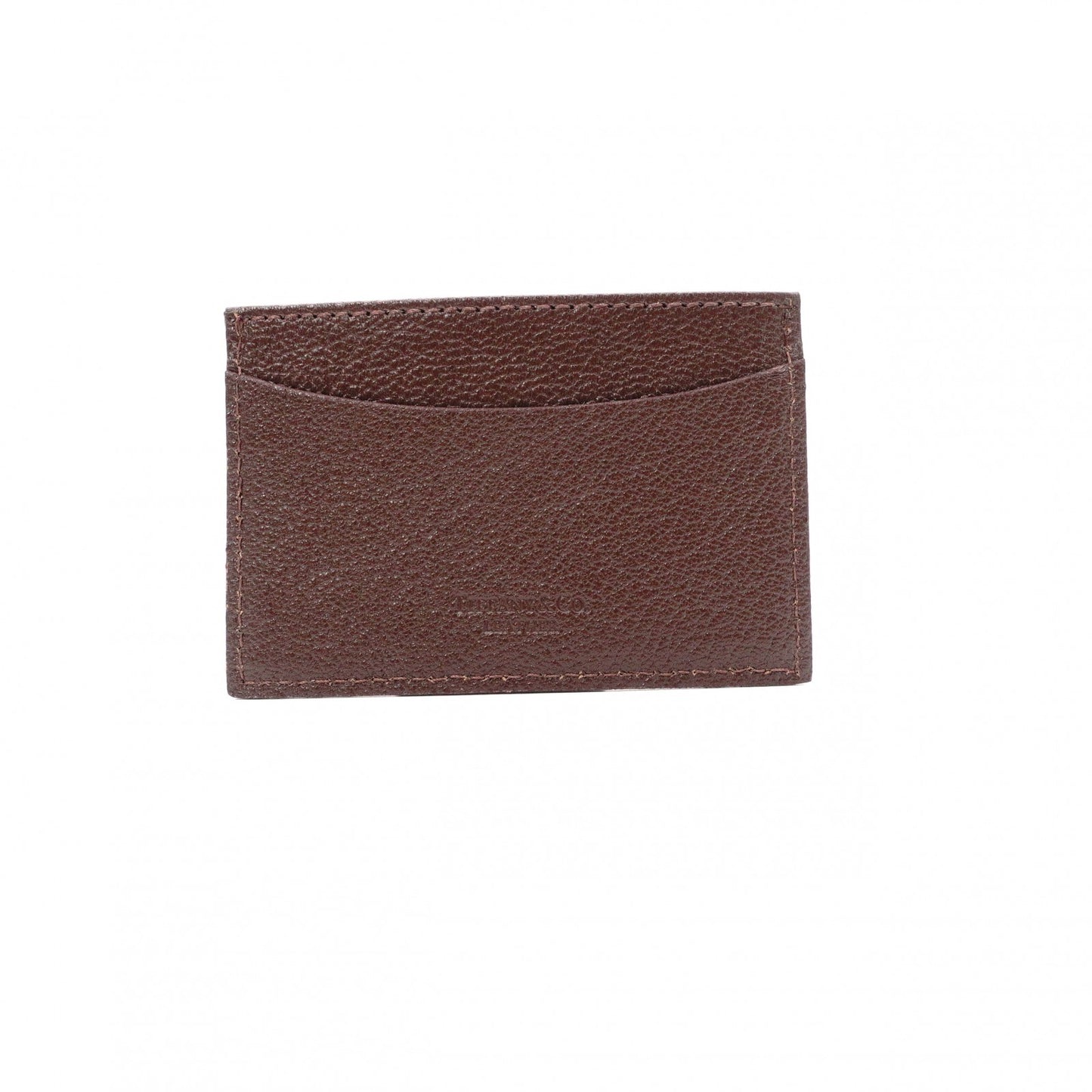 TIFFANY&Co. Card Case, Business Card Holder, Leather, Brown, Tiffany Blue, Women's