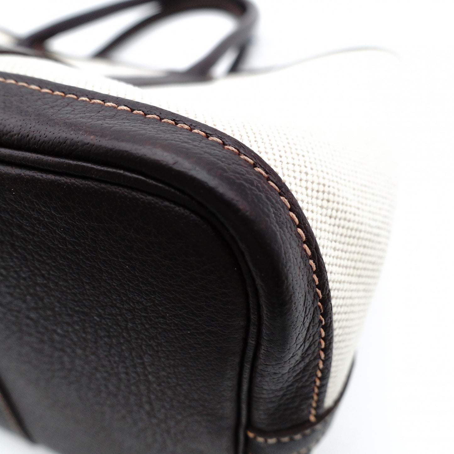 HERMES Garden Party TPM Twill Ash Canvas Leather Brown × Beige Tote Bag 7-9-300