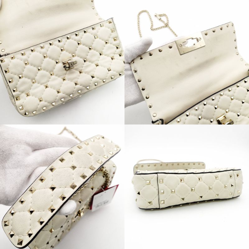 Valentino Garavani Rockstud Handbag 2-Way Off-White Crossbody Leather 7-12-133