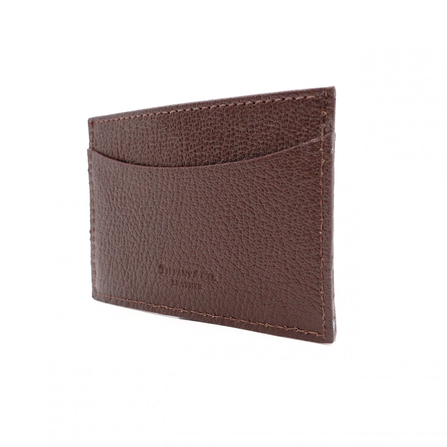 TIFFANY&Co. Card Case, Business Card Holder, Leather, Brown, Tiffany Blue, Women's