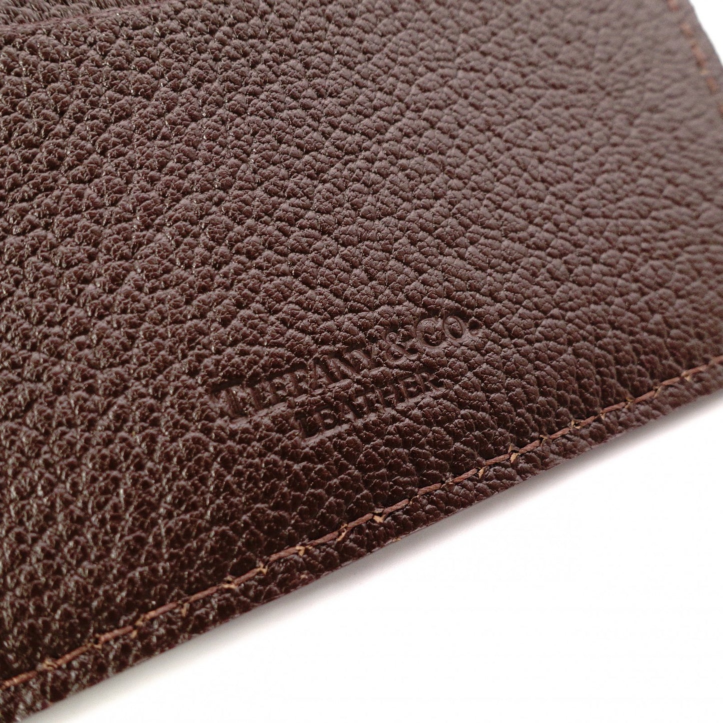 TIFFANY&Co. Card Case, Business Card Holder, Leather, Brown, Tiffany Blue, Women's