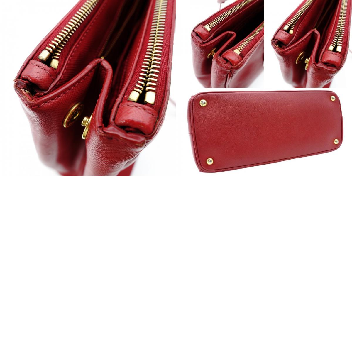PRADA Galleria Handbag Red Leather Handbag Red Gold Hardware Saffiano 7-10-724