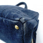PRADA Canapa L Size Handbag Denim Canvas Tote Gold Hardware 7-10-215