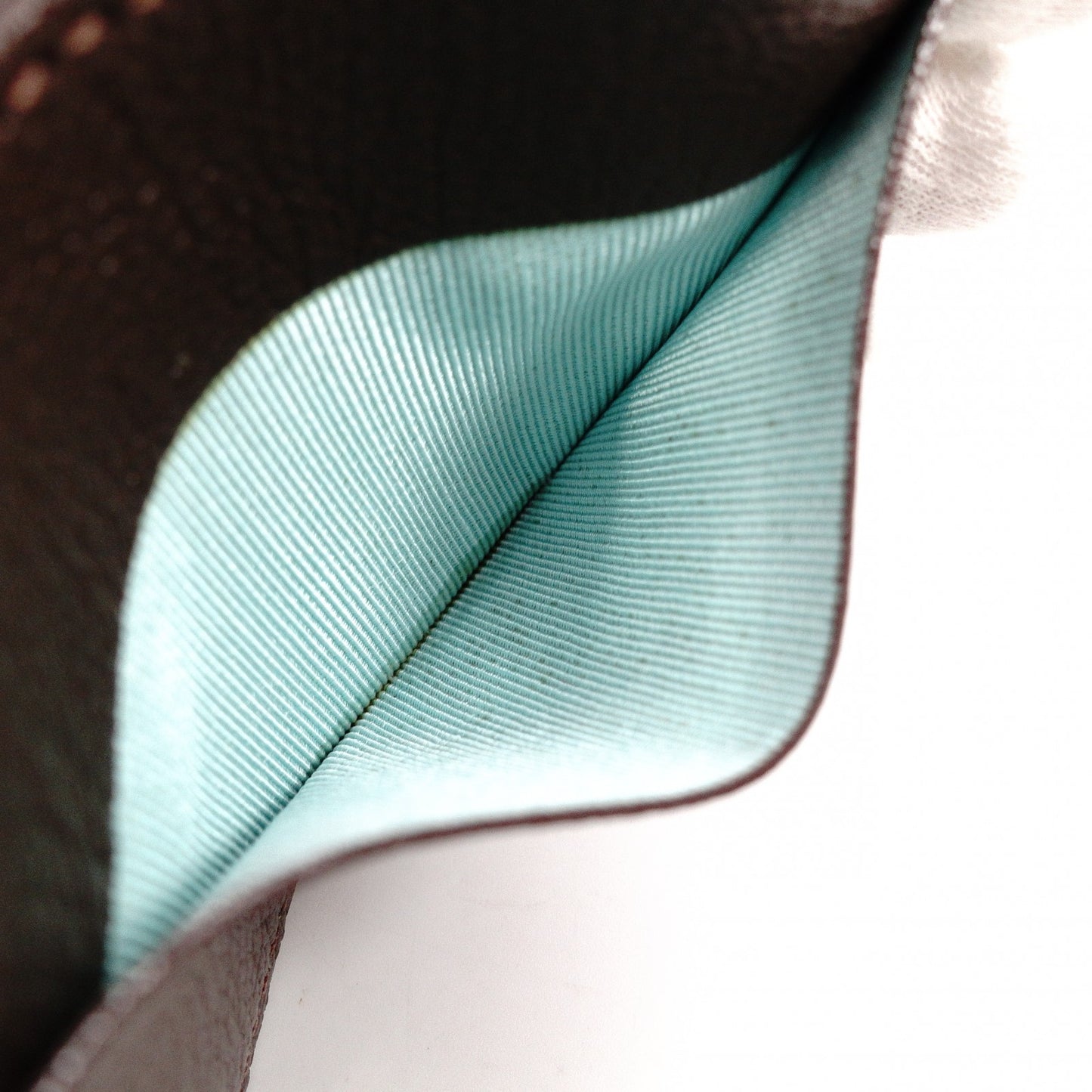 TIFFANY&Co. Card Case, Business Card Holder, Leather, Brown, Tiffany Blue, Women's