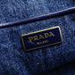 PRADA Canapa L Size Handbag Denim Canvas Tote Gold Hardware 7-10-215