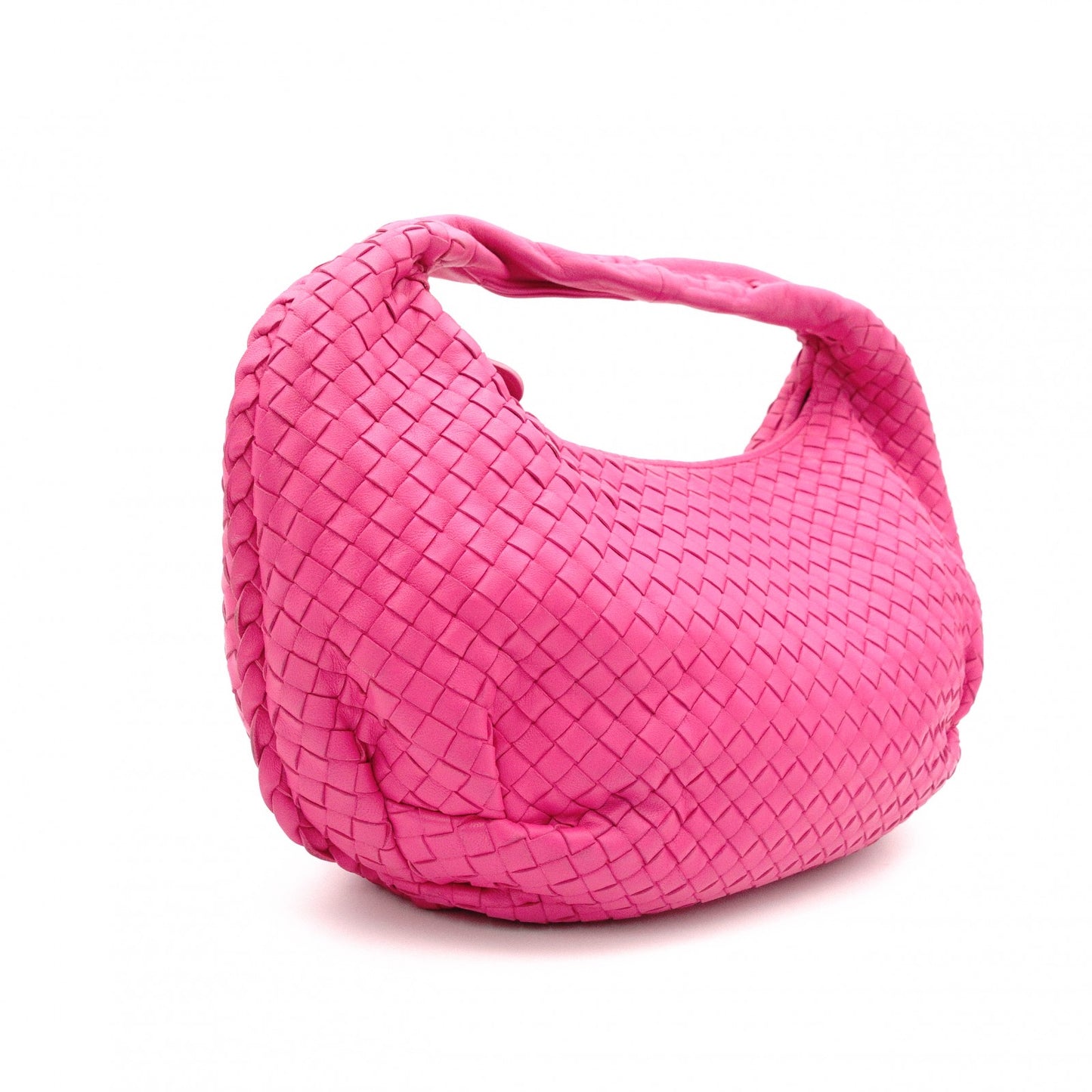 Bottega Veneta Intrecciato Leather, Hobo Shoulder Bag, Pink, Women's