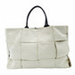 Bottega Veneta Intrecciato Tote Bag Canvas Off-White × Black Shoulder Pouch Included 7-12-042