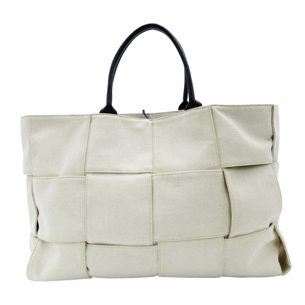 Bottega Veneta Intrecciato Tote Bag Canvas Off-White × Black Shoulder Pouch Included 7-12-042