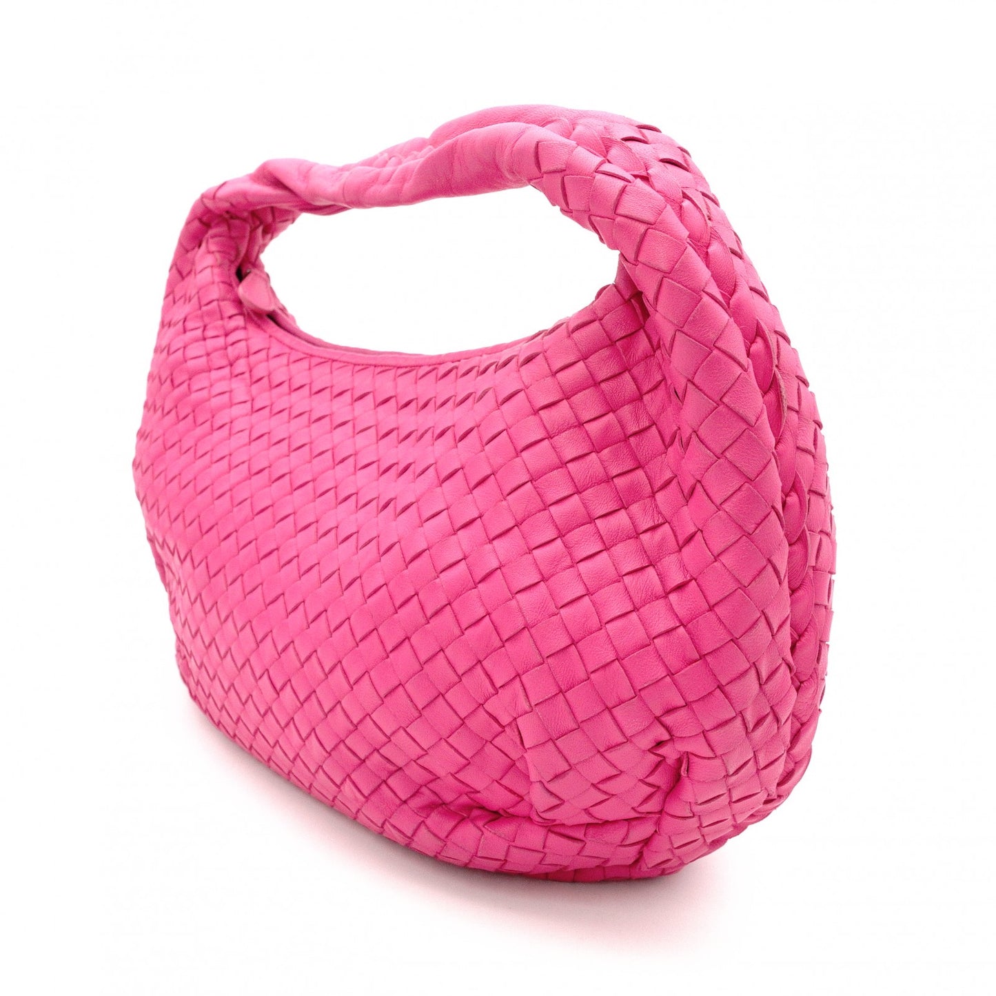 Bottega Veneta Intrecciato Leather, Hobo Shoulder Bag, Pink, Women's