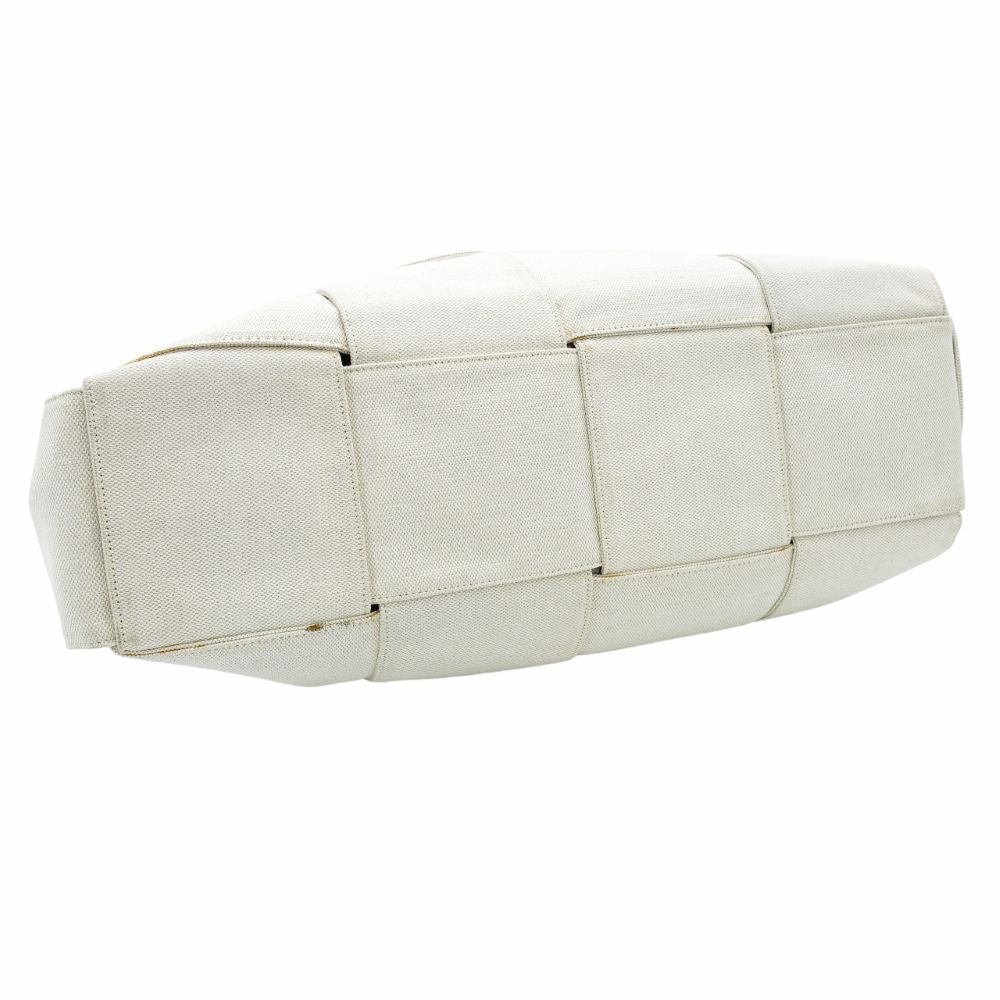 Bottega Veneta Intrecciato Tote Bag Canvas Off-White × Black Shoulder Pouch Included 7-12-042