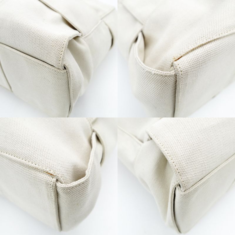 Bottega Veneta Intrecciato Tote Bag Canvas Off-White × Black Shoulder Pouch Included 7-12-042