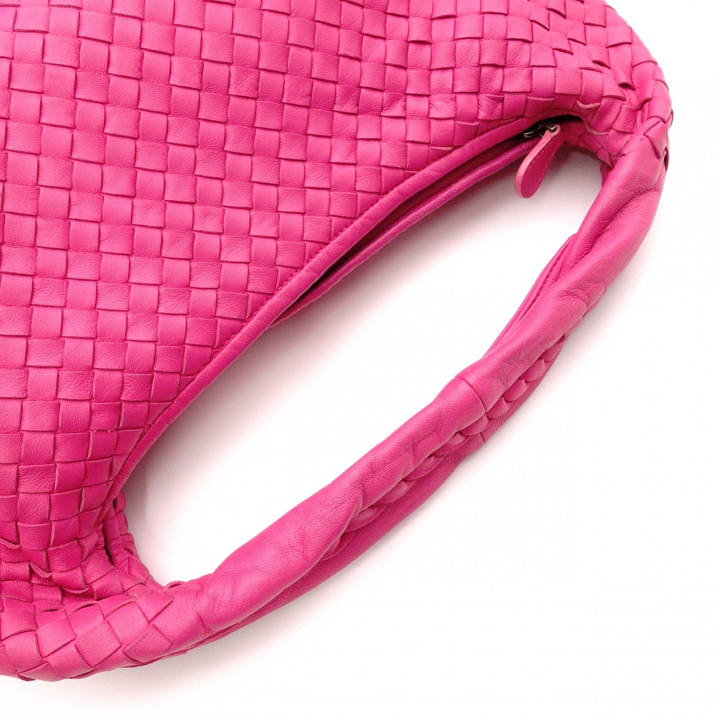 Bottega Veneta Intrecciato Leather, Hobo Shoulder Bag, Pink, Women's