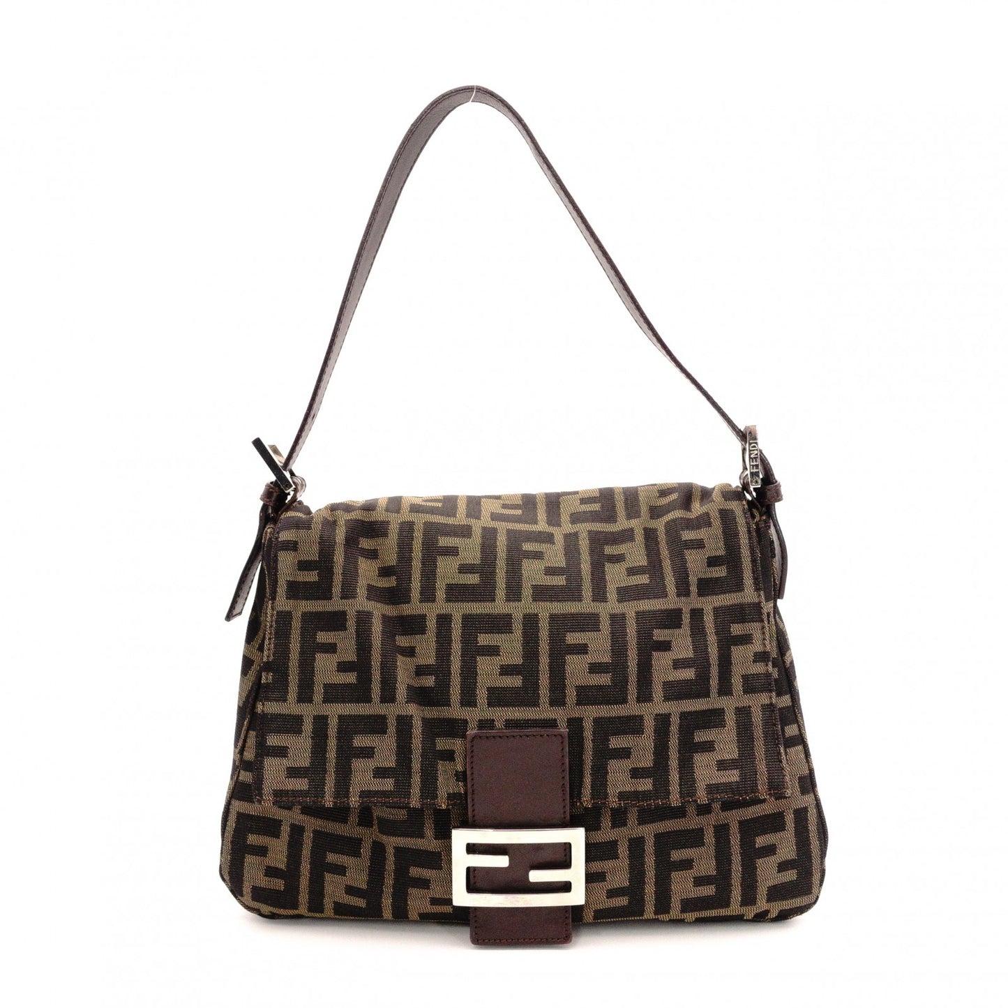 FENDI Mamma Bucket Zucca Shoulder Bag, Canvas and Leather, Black, FF Logo