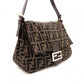 FENDI Mamma Bucket Zucca Shoulder Bag, Canvas and Leather, Black, FF Logo