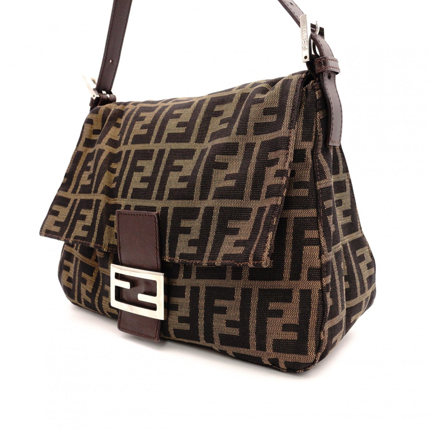 FENDI Mamma Bucket Zucca Shoulder Bag, Canvas and Leather, Black, FF Logo