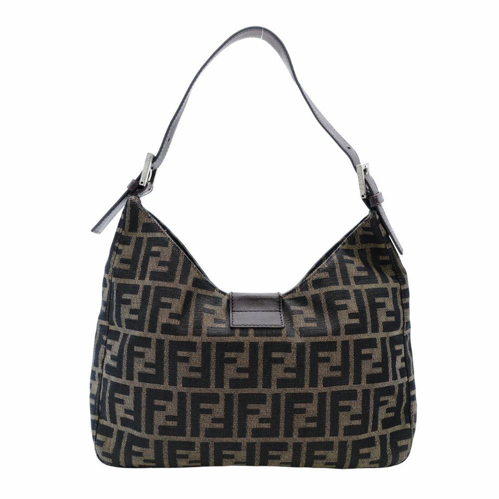 FENDI Mamma Bucket Zucca Nylon Leather One-Shoulder Bag Brown 7-12-387