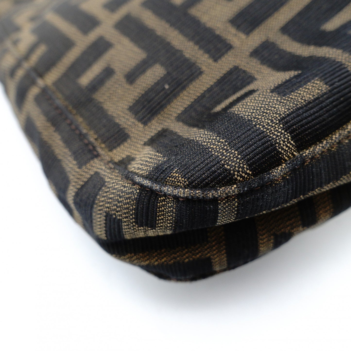 FENDI Mamma Bucket Zucca Nylon Leather One-Shoulder Bag Brown 7-12-387