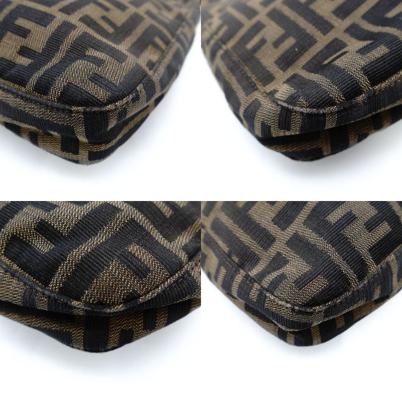 FENDI Mamma Bucket Zucca Nylon Leather One-Shoulder Bag Brown 7-12-387