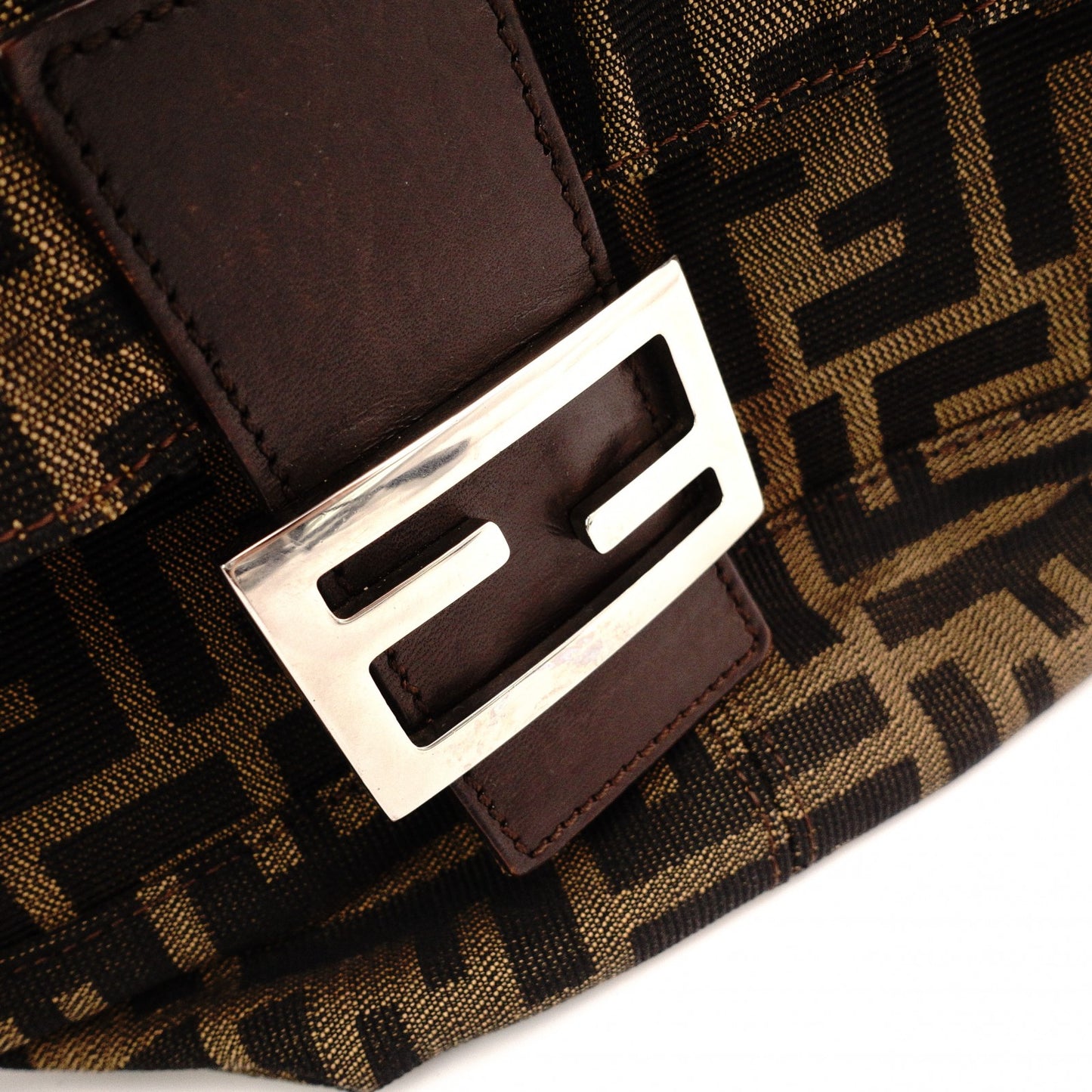 FENDI Mamma Bucket Zucca Shoulder Bag, Canvas and Leather, Black, FF Logo