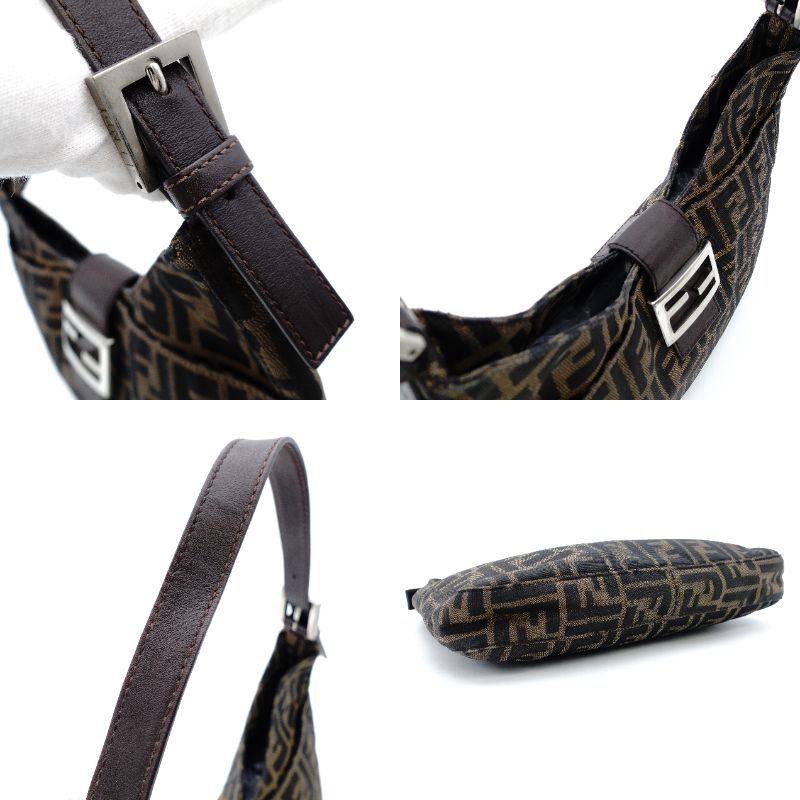 FENDI Mamma Bucket Zucca Nylon Leather One-Shoulder Bag Brown 7-12-387