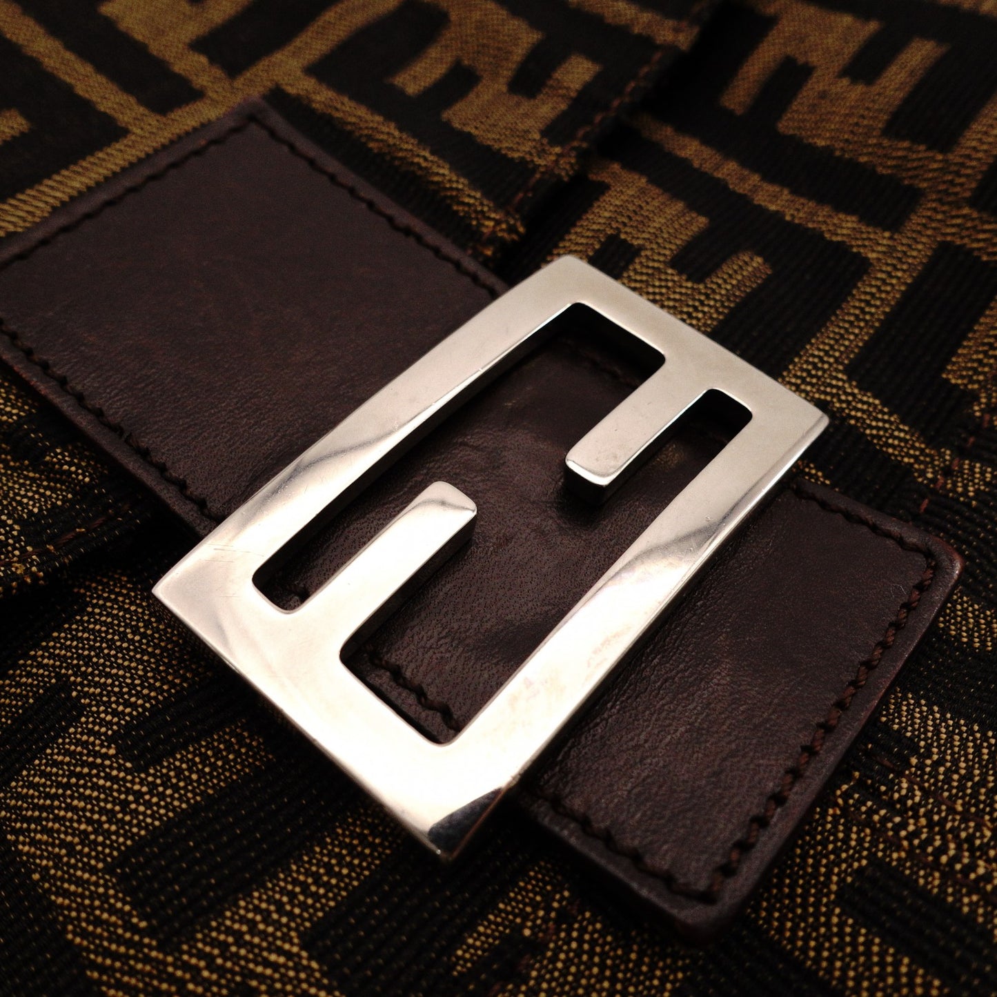 FENDI Mamma Bucket Zucca Shoulder Bag, Canvas and Leather, Black, FF Logo