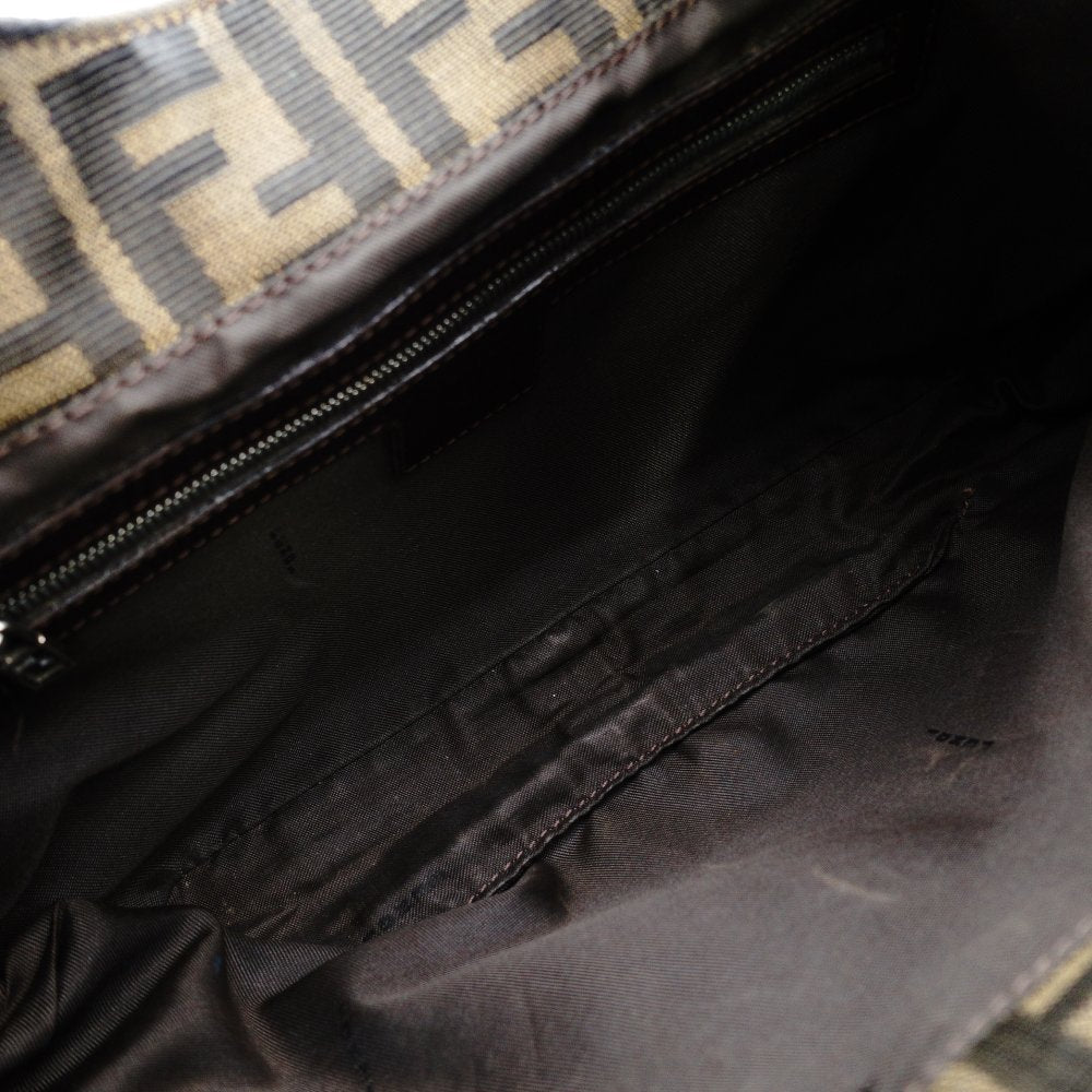 FENDI Mamma Bucket Zucca Nylon Leather One-Shoulder Bag Brown 7-12-387