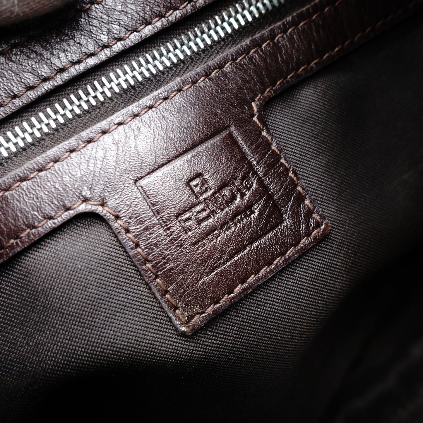 FENDI Mamma Bucket Zucca Nylon Leather One-Shoulder Bag Brown 7-12-387