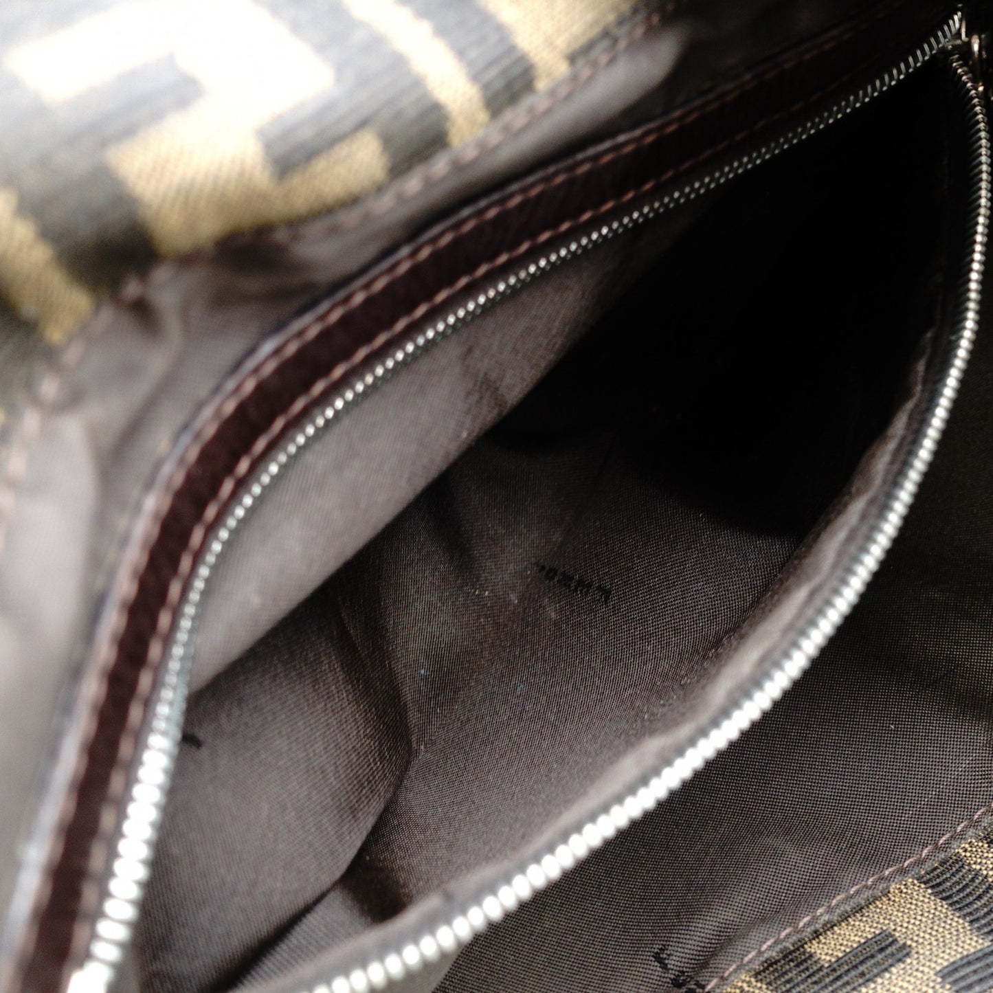 FENDI Mamma Bucket Zucca Nylon Leather One-Shoulder Bag Brown 7-12-387