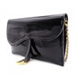 Christian Dior Saddle Shoulder Bag, Patent Leather, Black