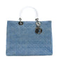Christian Dior Cannage Lady Dior Denim Canvas Handbag Silver Hardware 7-11-198