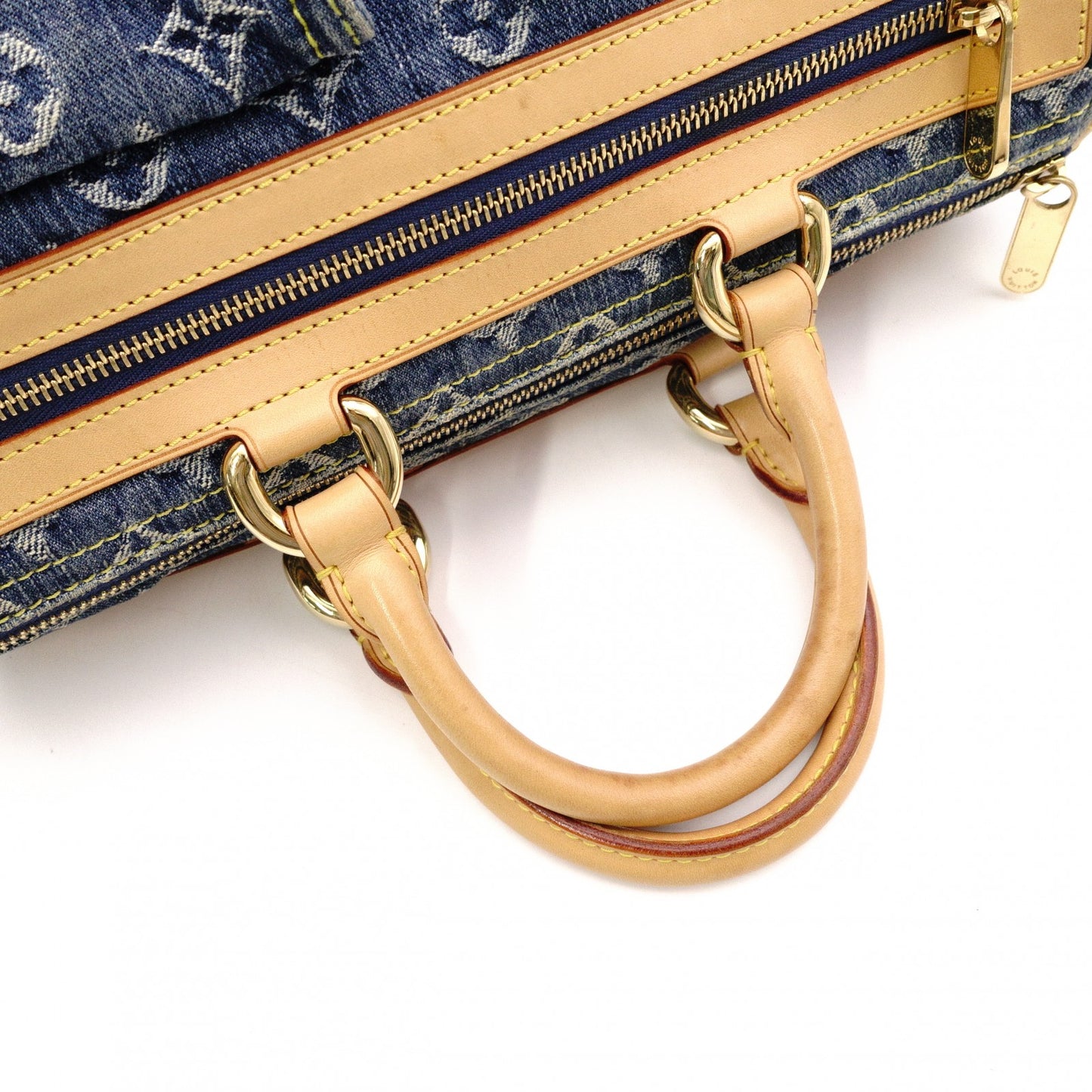 LOUIS VUITTON Denim Neo Speedy Handbag, Denim, Leather, Denim Monogram