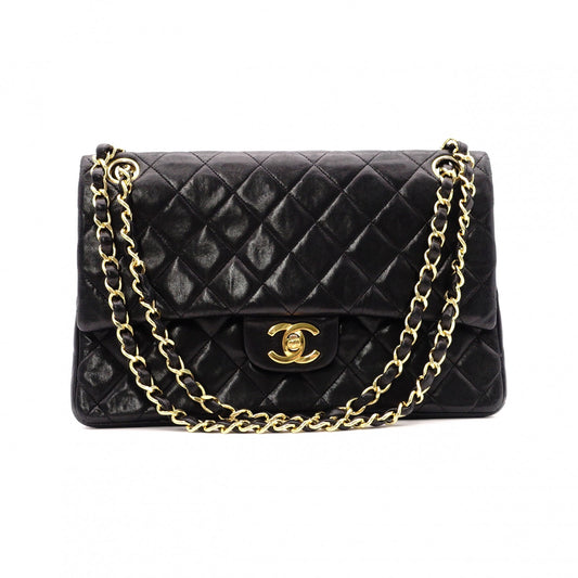 CHANEL Matelassé 25 Classic Lambskin Shoulder Bag, Leather, Black, Gold Hardware