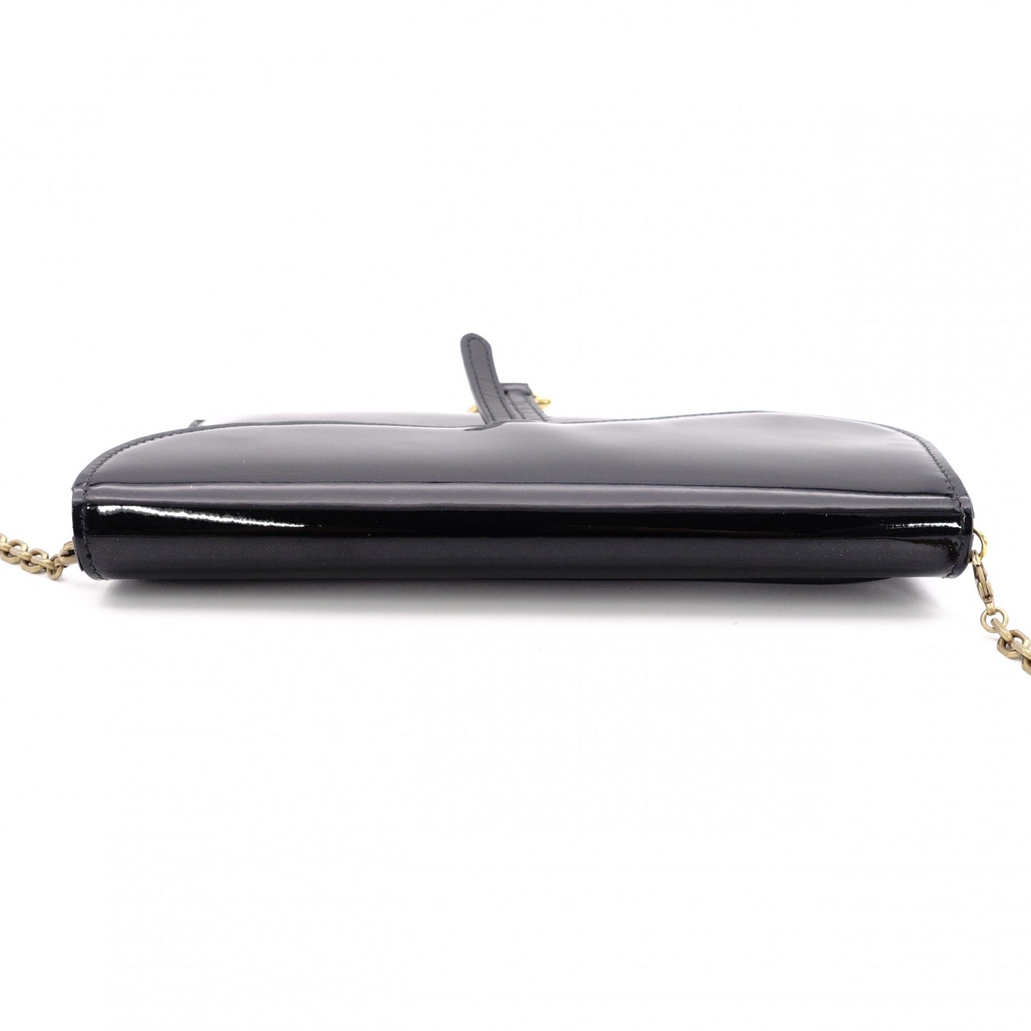 Christian Dior Saddle Shoulder Bag, Patent Leather, Black