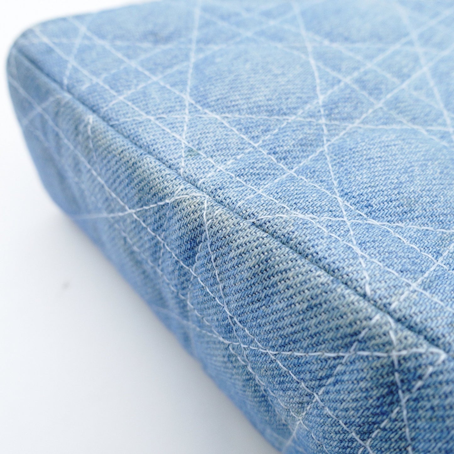 Christian Dior Cannage Lady Dior Denim Canvas Handbag Silver Hardware 7-11-198