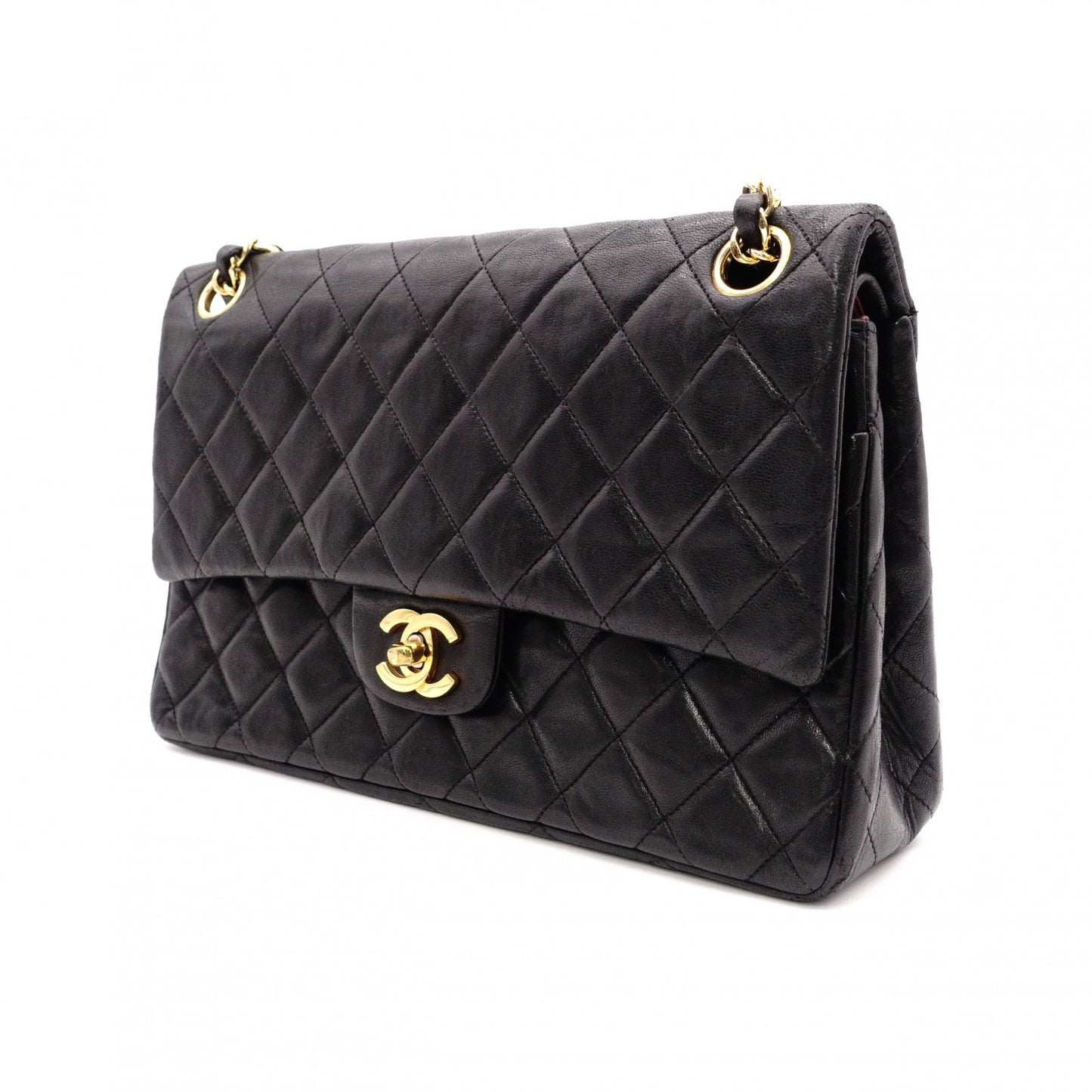 CHANEL Matelassé 25 Classic Lambskin Shoulder Bag, Leather, Black, Gold Hardware