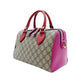GUCCI Mini Boston Bag GG Supreme Pink Red Beige Handbag 2-Way PVC 7-12-299