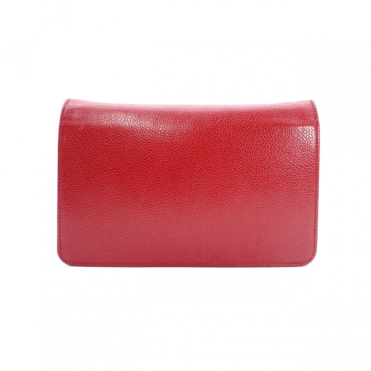CHANEL Shoulder Bag, Leather, Red, Crossbody, Caviar Leather, Silver Hardware